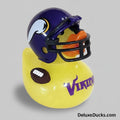 Rubber duck with a Minnesota Vikings helmet and football on a gray background