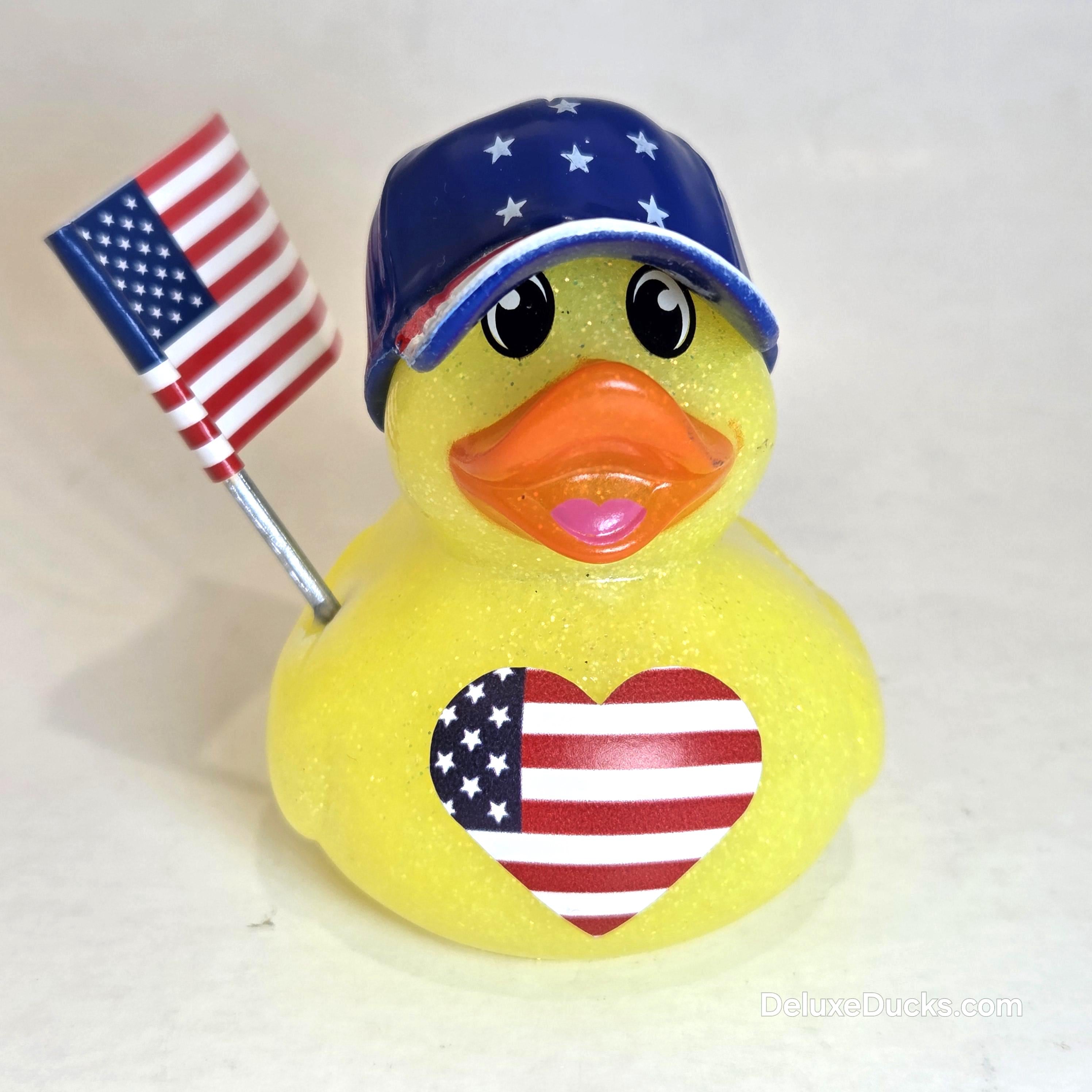 USA American Rubber Duck Flag Gift Patriotic Bedazzled Collectible Cruise