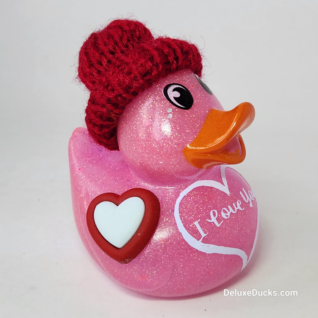 I LOVE YOU Rubber Duck Valentines Gift Pink Bedazzled Collectible Cruise