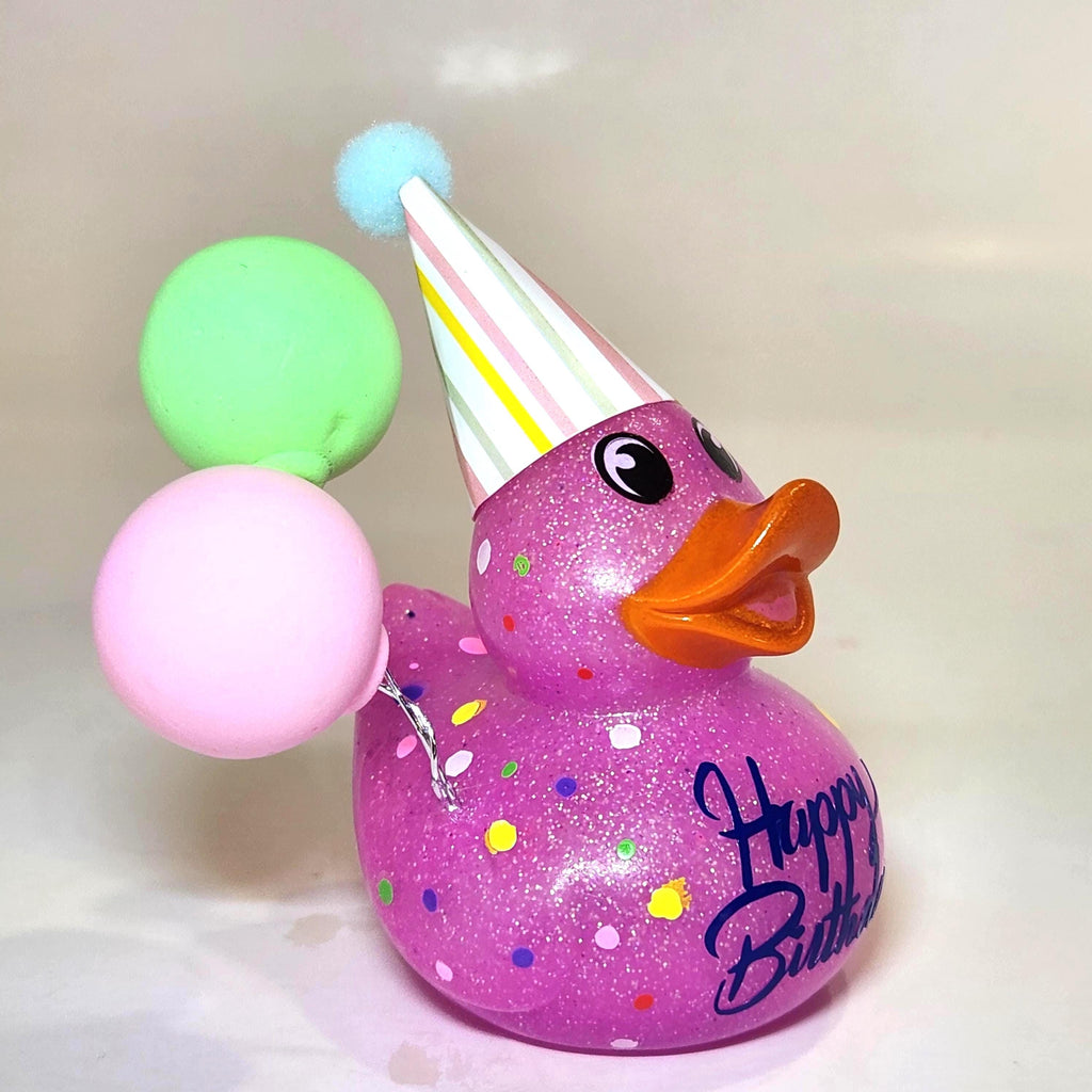 HAPPY BIRTHDAY - Any Number Rubber Duck Gift Bedazzle Unique Cruise Dashboard Duck