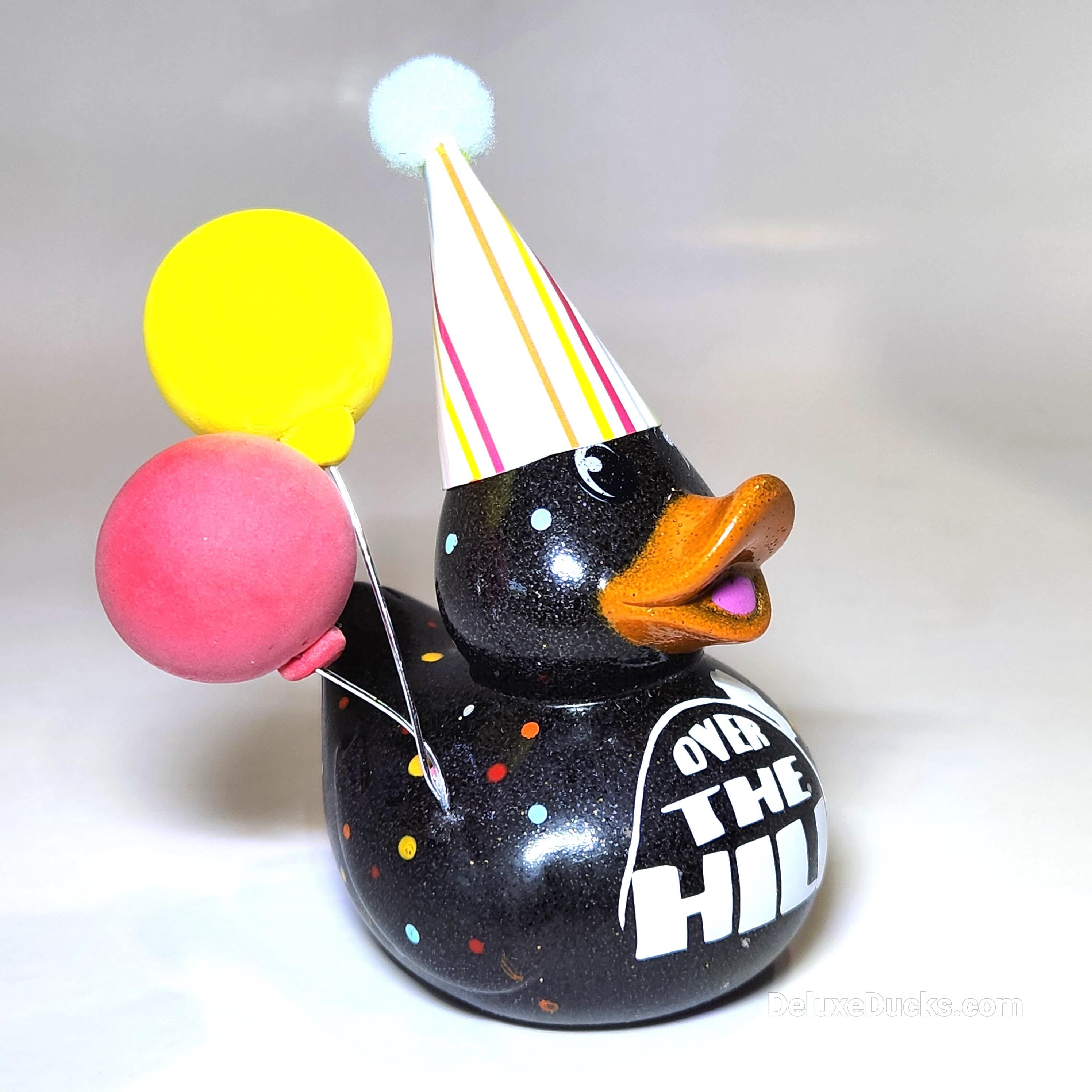 OVER THE HILL - Any Number Birthday Rubber Duck Gift Bedazzle Unique Dashboard Duck