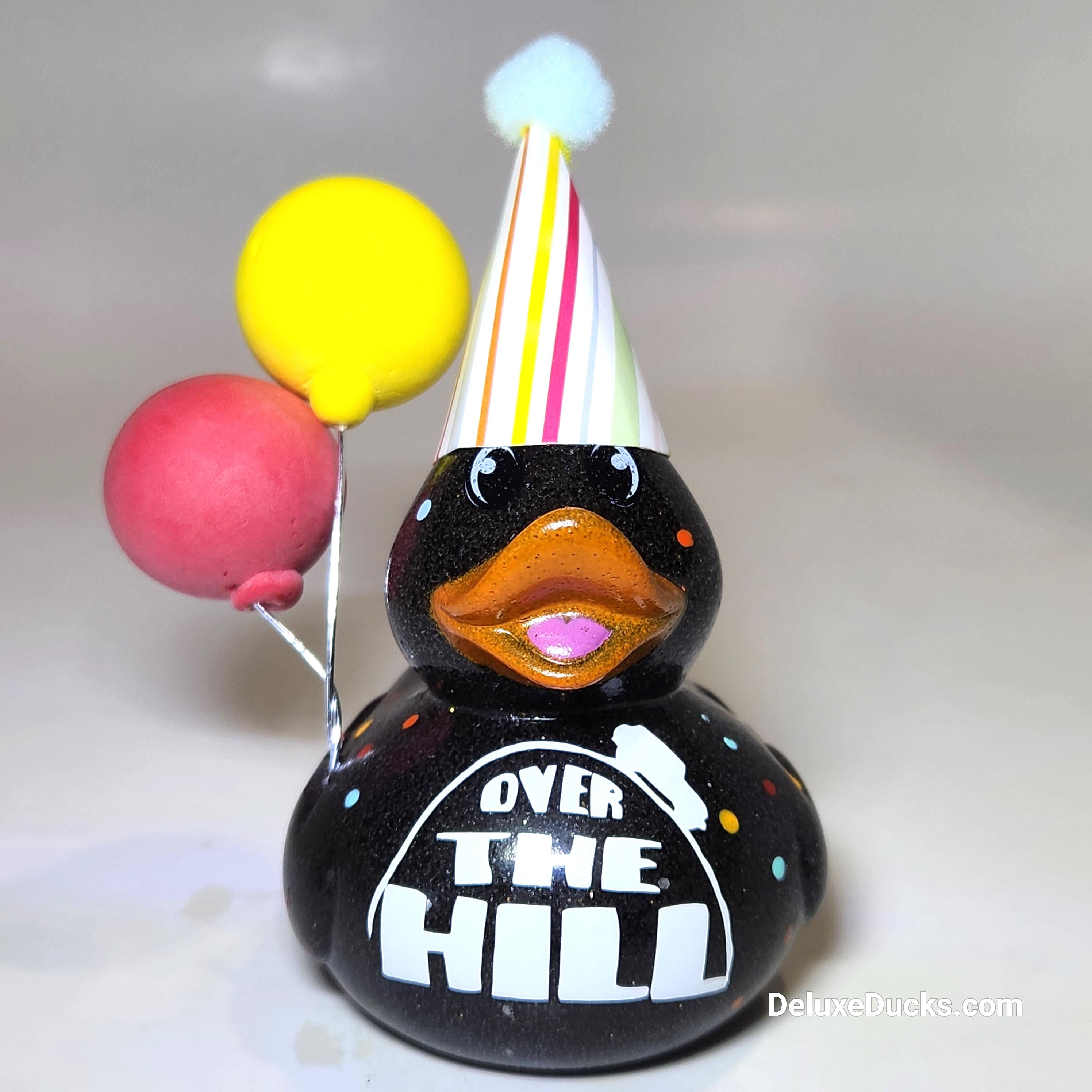 OVER THE HILL - Any Number Birthday Rubber Duck Gift Bedazzle Unique Dashboard Duck