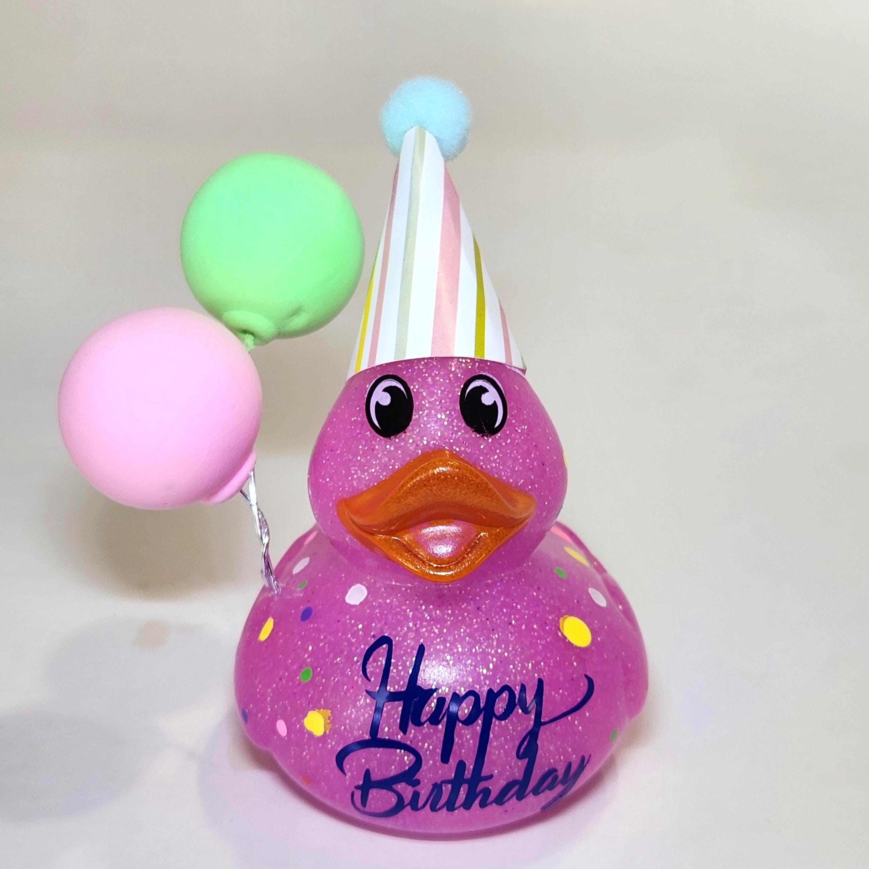 HAPPY BIRTHDAY - Any Number Rubber Duck Gift Bedazzle Unique Cruise Dashboard Duck