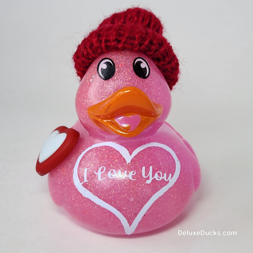 I LOVE YOU Rubber Duck Valentines Gift Pink Bedazzled Collectible Cruise