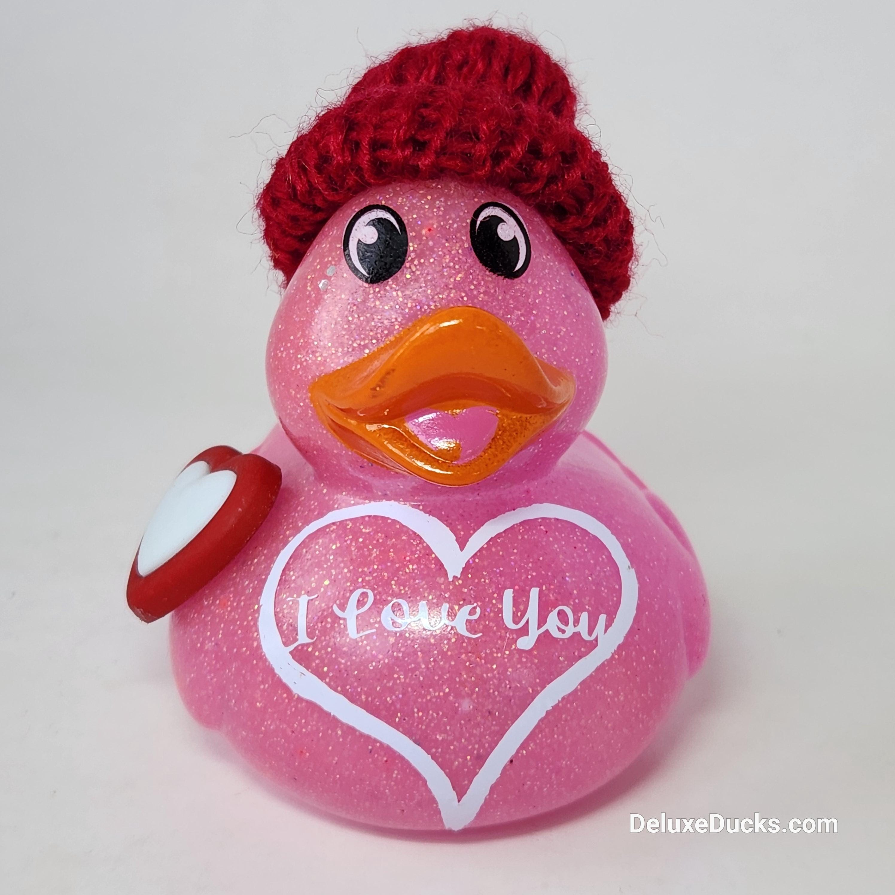 I LOVE YOU Rubber Duck Valentines Gift Pink Bedazzled Collectible Cruise