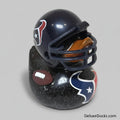 Rubber duck with Houston Texans helmet and football on a gray background