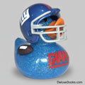 Blue rubber duck with football helmet and 'Giants' branding on a white background