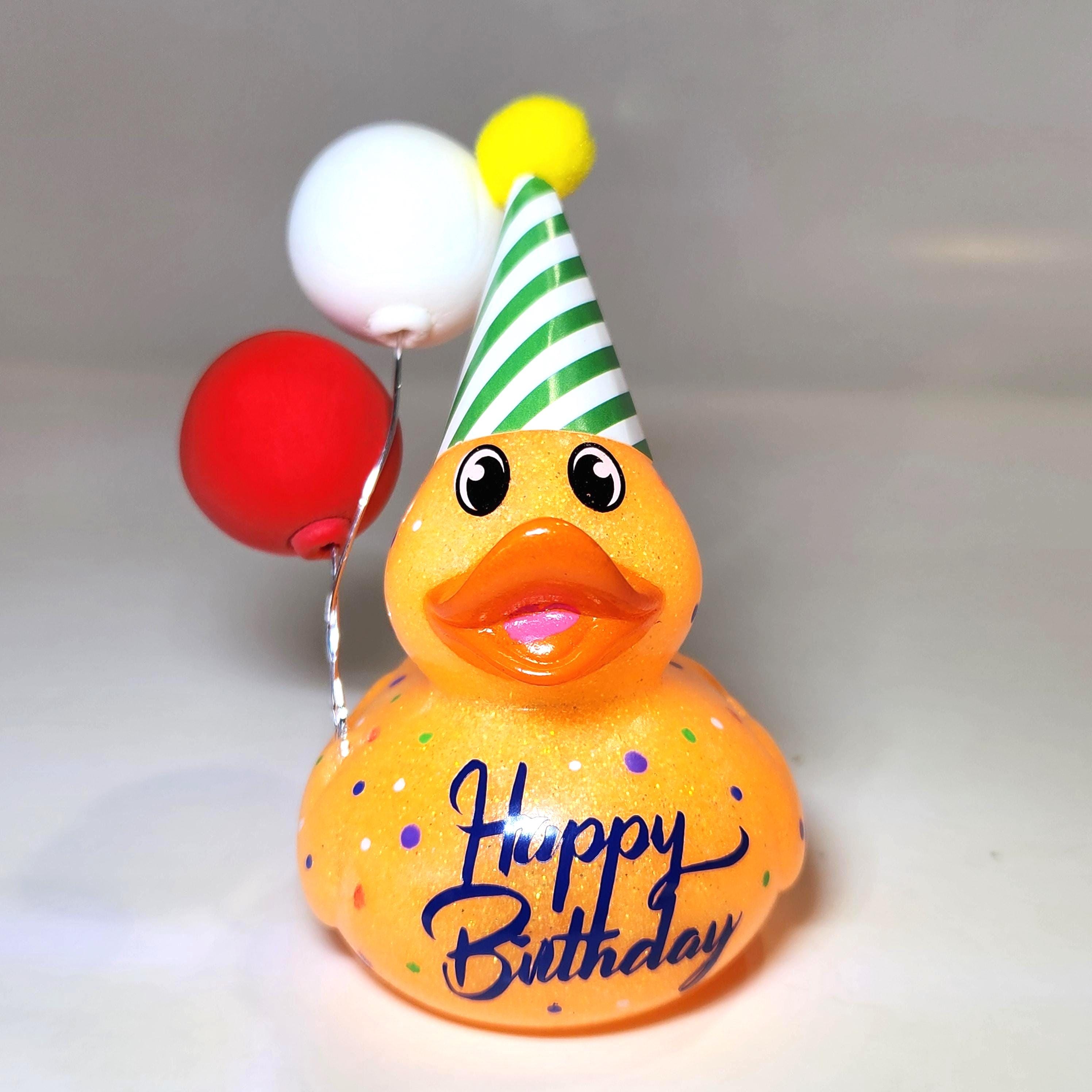 HAPPY BIRTHDAY - Any Number Rubber Duck Gift Bedazzle Unique Cruise Dashboard Duck