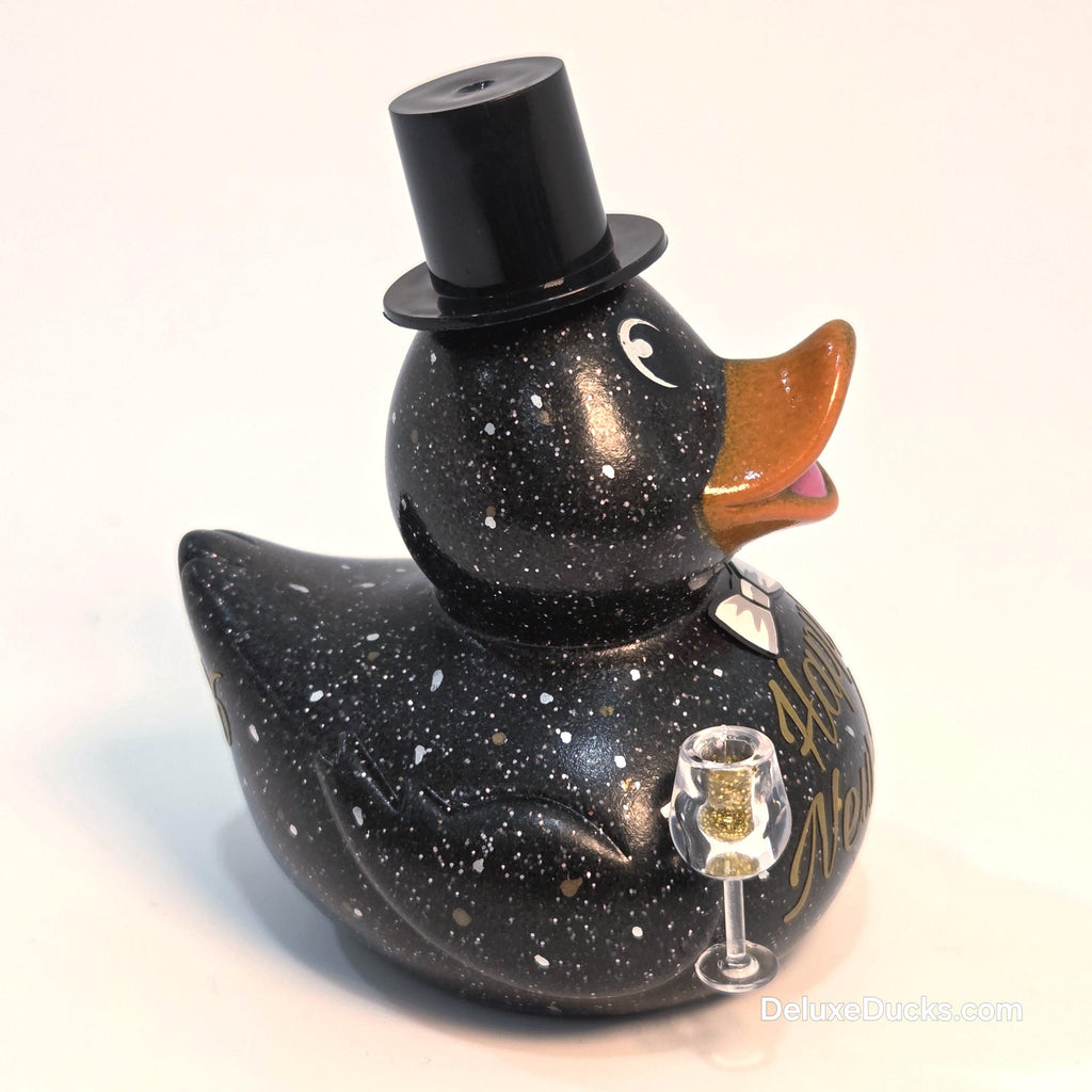 HAPPY NEW YEAR 2026 Rubber Duck Gift Black Gold Bedazzled Bling Collectible Gift Rubber Ducks Cruise Ducks