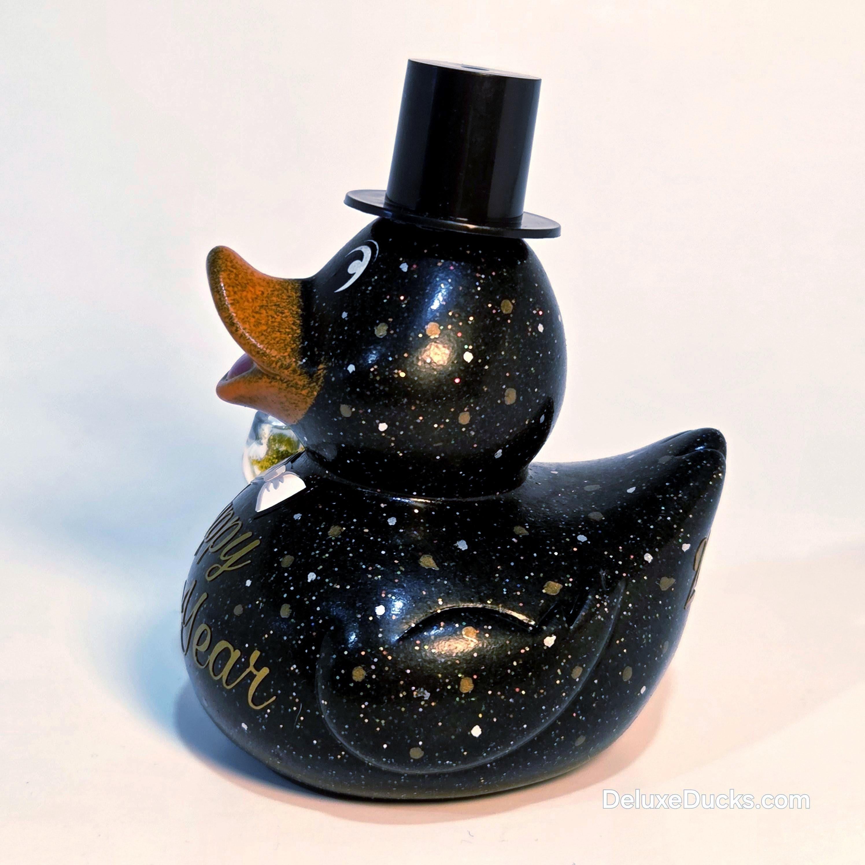 HAPPY NEW YEAR 2026 Rubber Duck Gift Black Gold Bedazzled Bling Collectible Gift Rubber Ducks Cruise Ducks
