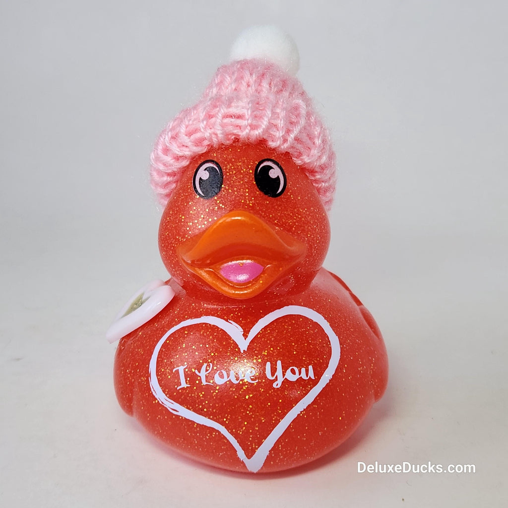 I LOVE YOU Rubber Duck Valentines Gift Pink Bedazzled Collectible Cruise