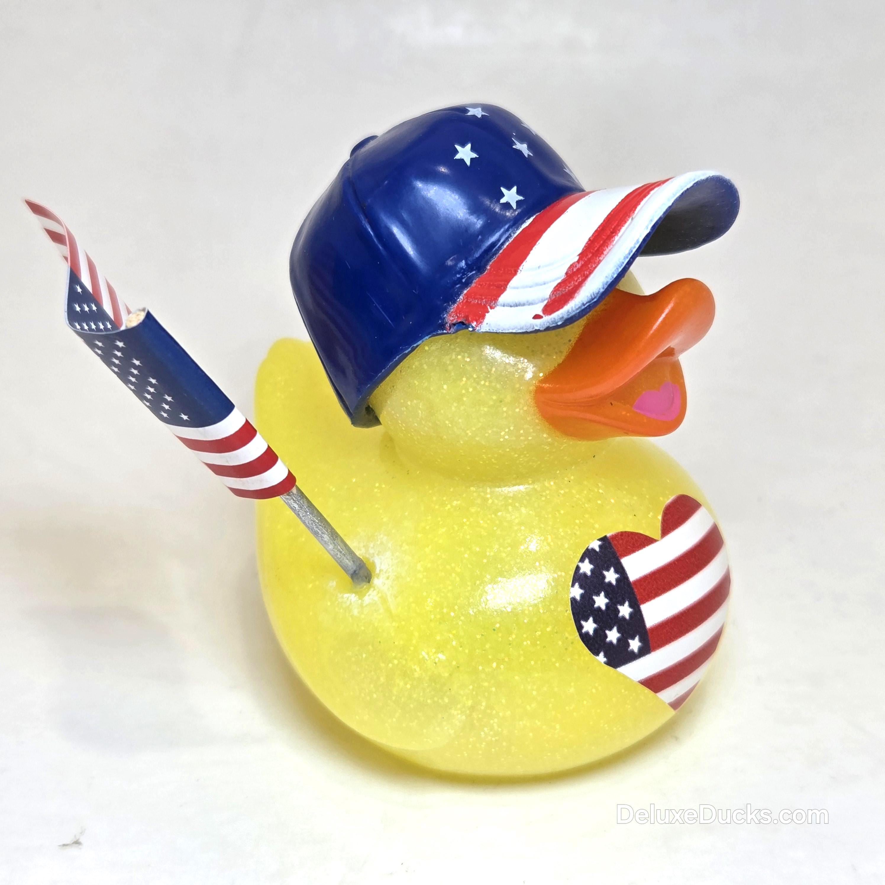 USA American Rubber Duck Flag Gift Patriotic Bedazzled Collectible Cruise