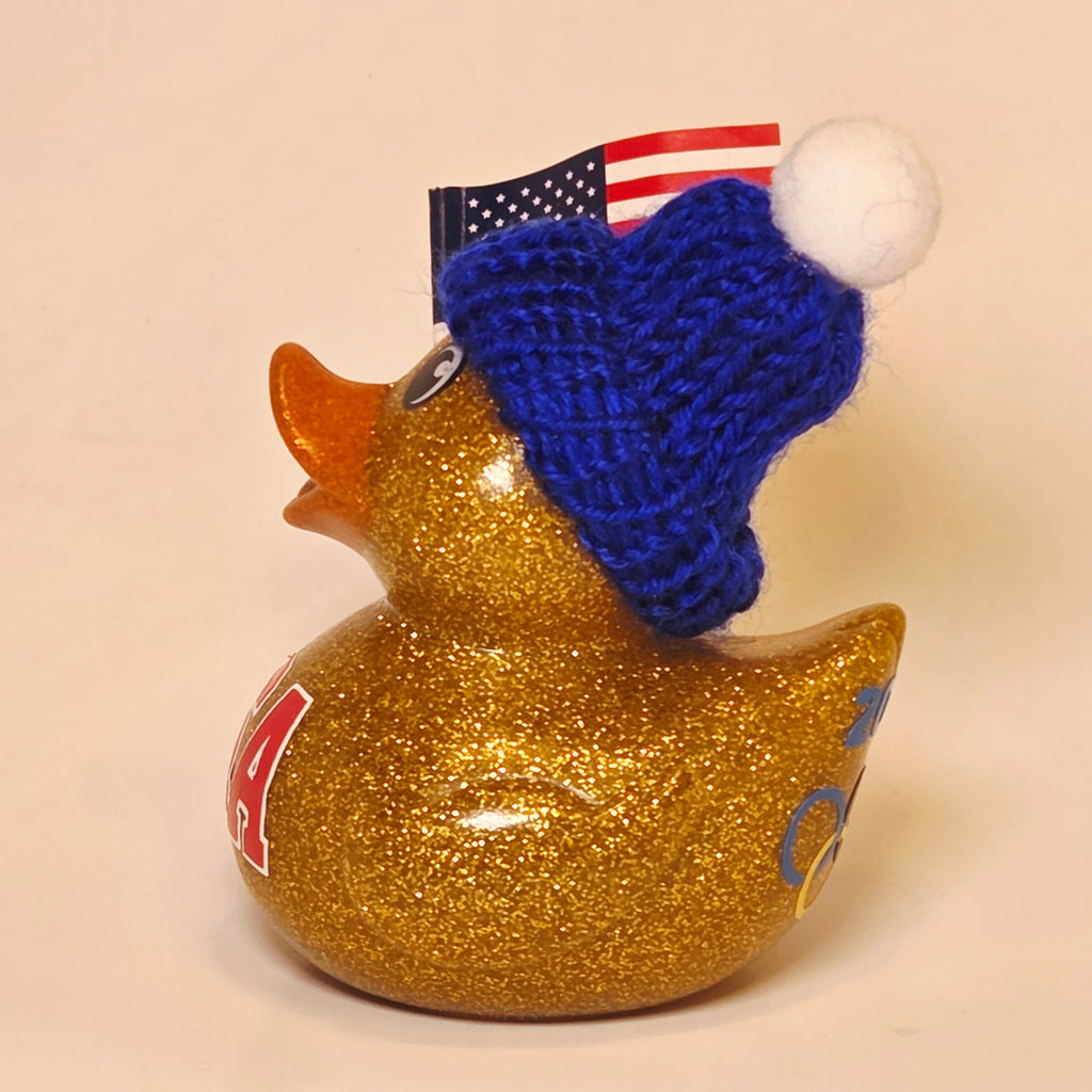 USA Gold Medal Hockey Rubber Duck Jeep Gift Bedazzled Duck Cruise Dashboard Duck