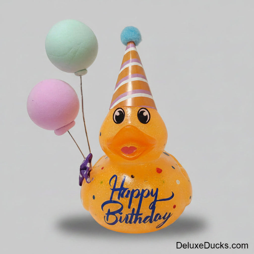 HAPPY BIRTHDAY - Any Number Rubber Duck Gift Bedazzle Unique Cruise Dashboard Duck