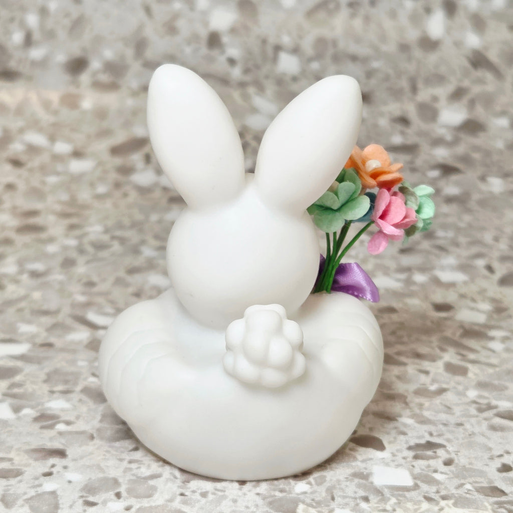 HAPPY EASTER Rubber Duck Gift White Bedazzled Easter Bunny Collectible Gift Ducks Cruise Dashboard
