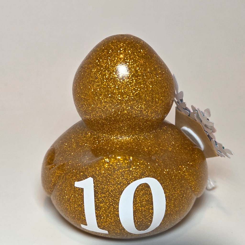 HAPPY ANNIVERSARY GOLD - Any Number Rubber Duck Gift Bedazzle Unique Cruise Dashboard Duck