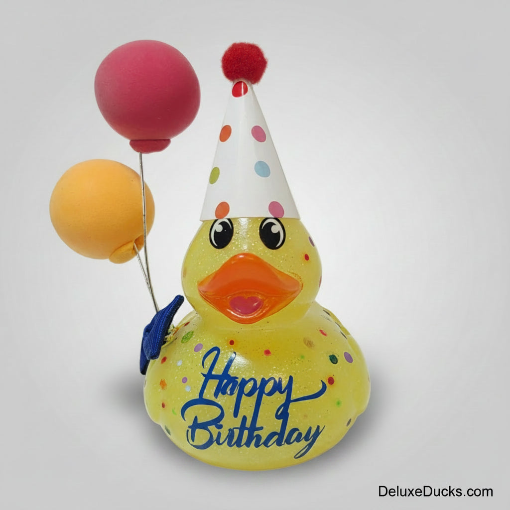 HAPPY BIRTHDAY - Any Number Rubber Duck Gift Bedazzle Unique Cruise Dashboard Duck