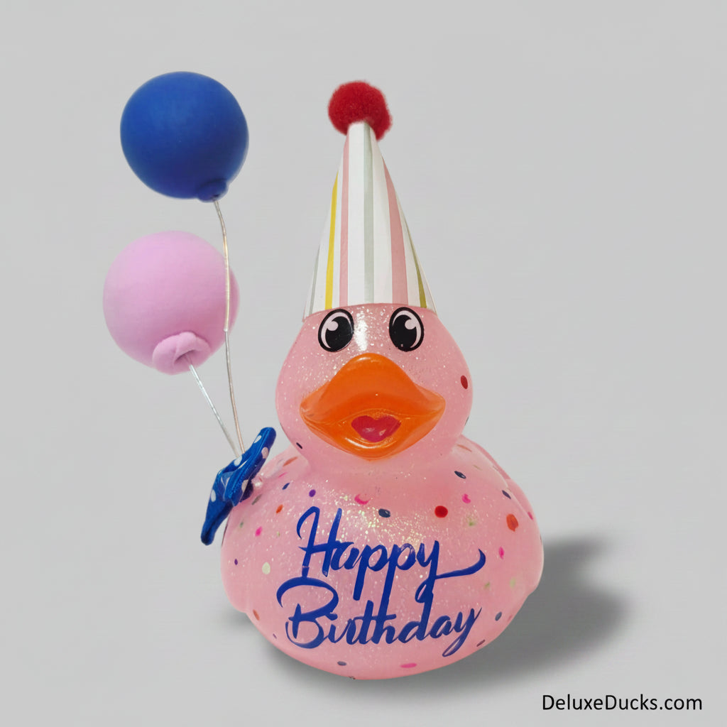 HAPPY BIRTHDAY - Any Number Rubber Duck Gift Bedazzle Unique Cruise Dashboard Duck