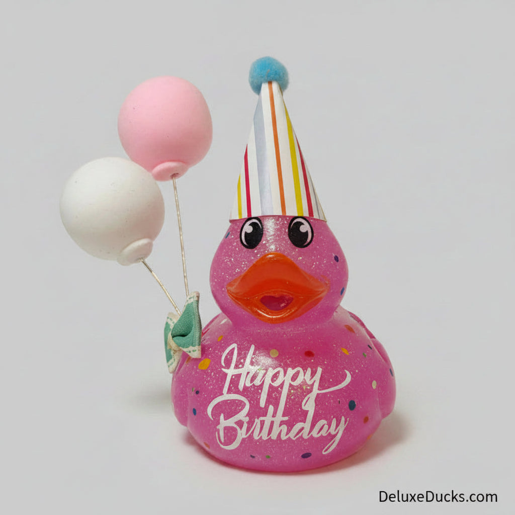 HAPPY BIRTHDAY - Any Number Rubber Duck Gift Bedazzle Unique Cruise Dashboard Duck