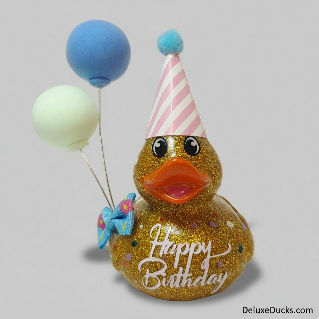 HAPPY BIRTHDAY - Any Number Rubber Duck Gift Bedazzle Unique Cruise Dashboard Duck