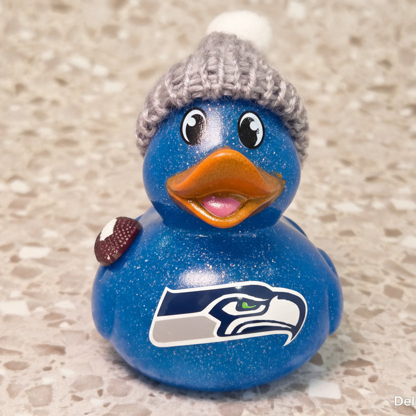 SEATTLE SEAHAWKS Rubber Duck Gift NFL Football Bedazzled Collectible Duck